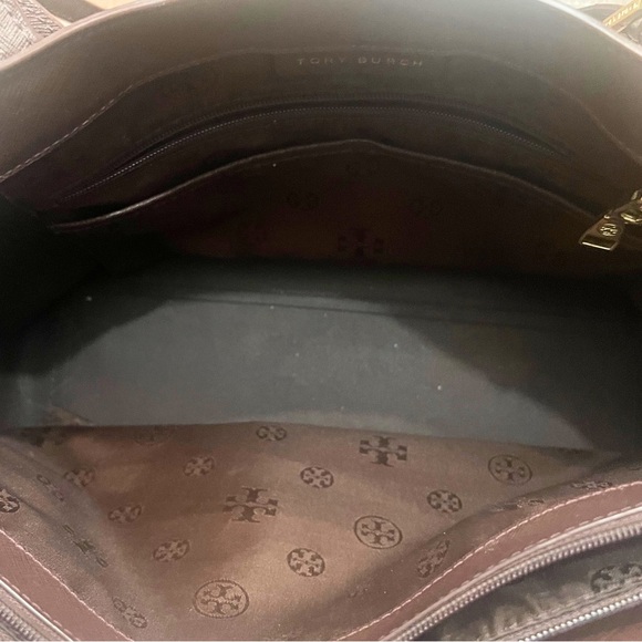 Tory Burch Emerson Saffiano Small Tote – Tempranillo Chocolate Brown - Picture 11 of 12